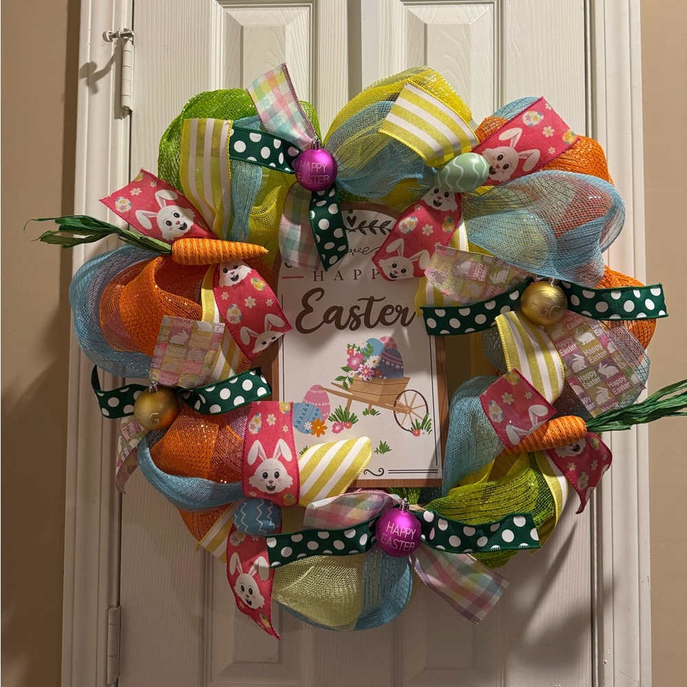 Happy Easter Decorative Holiday Wreath - Multicolor